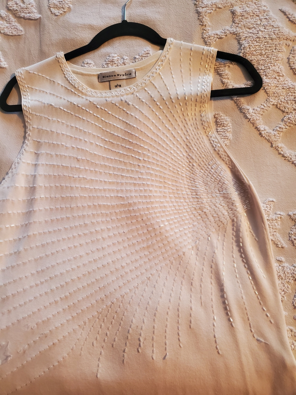 White Beaded Sleeveless Top